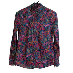 J Crew Liberty London Ciara Floral Shirt Womens XS Pink Long Sleeve Button Up